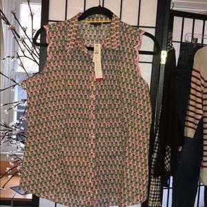 Sleeveless Talbots cute pineapple print top.